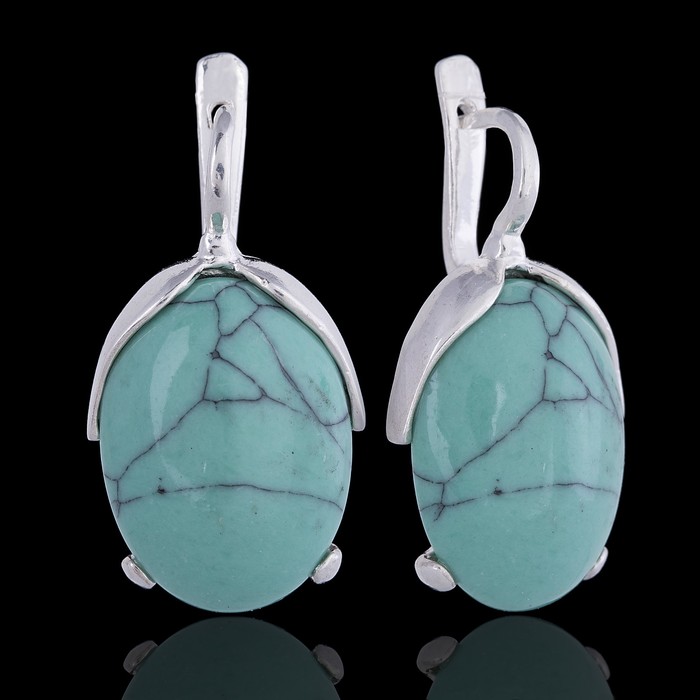 Серьги бижар "Печора-2" бирюза, цвет голубой в серебре