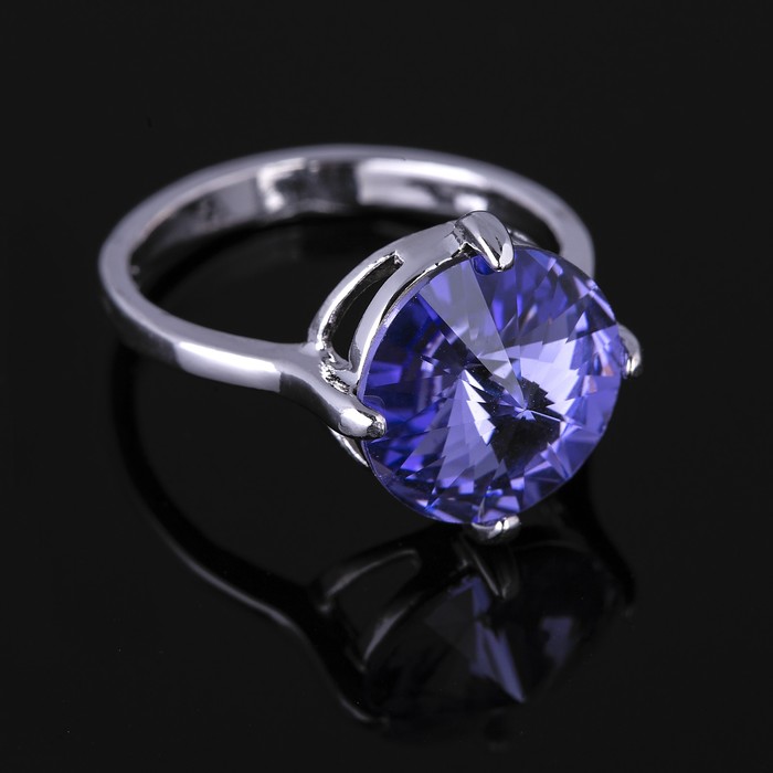 Кольцо бижар "Холод", размер 18, цвет сиреневый в серебрении с родированием