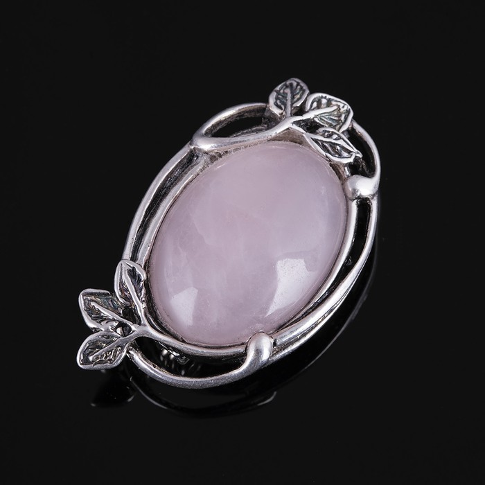 Брошь бижар "Вера" кварц, цвет розовый в серебре