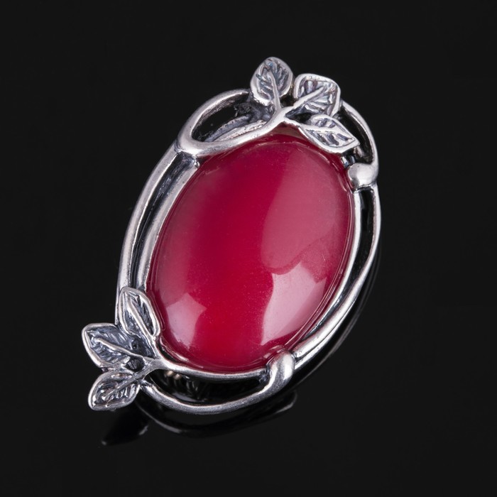 Брошь бижар "Вера" турмалиин, цвет бордовый в серебре