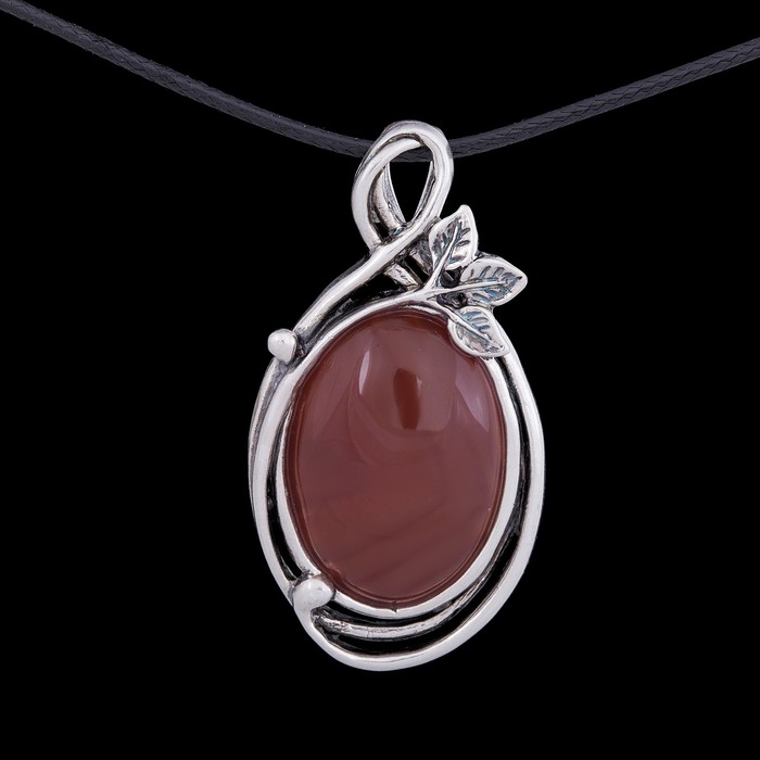 Кулон бижар "Вера" сердолик, цвет коричневый в серебре