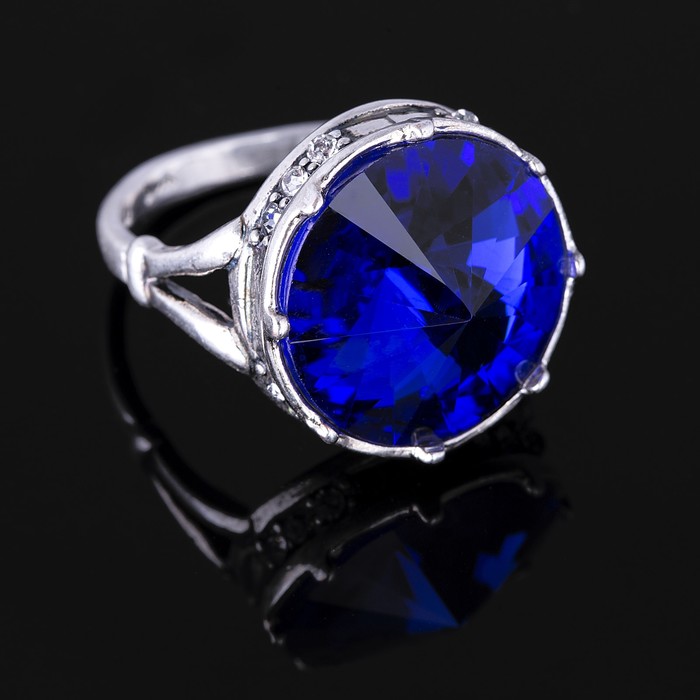 Кольцо бижар "Ямайка", размер 18,5, цвет синий в чернёном серебре