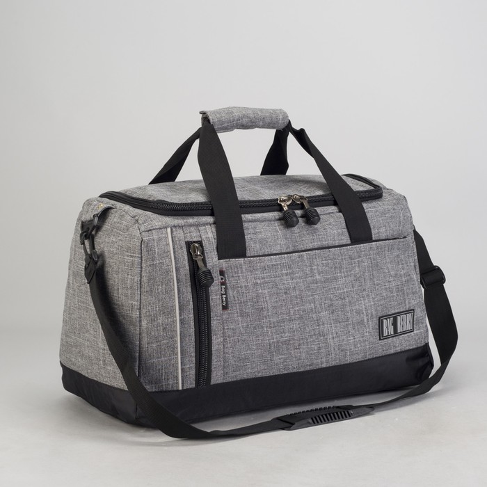 Сумка дорожная, отдел на молнии, 2 наружных кармана, цвет серый/джинса