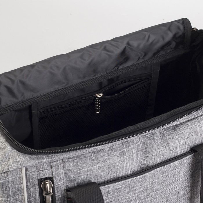 Сумка дорожная, отдел на молнии, 2 наружных кармана, цвет серый/джинса