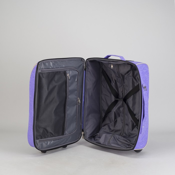 Чемодан "Девочка с луком", отдел на молнии, наружный карман, 2 колеса, цвет сиреневый