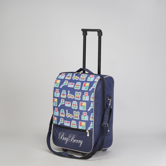 Чемодан "Детские игрушки", отдел на молнии, наружный карман, 2 колеса, цвет синий