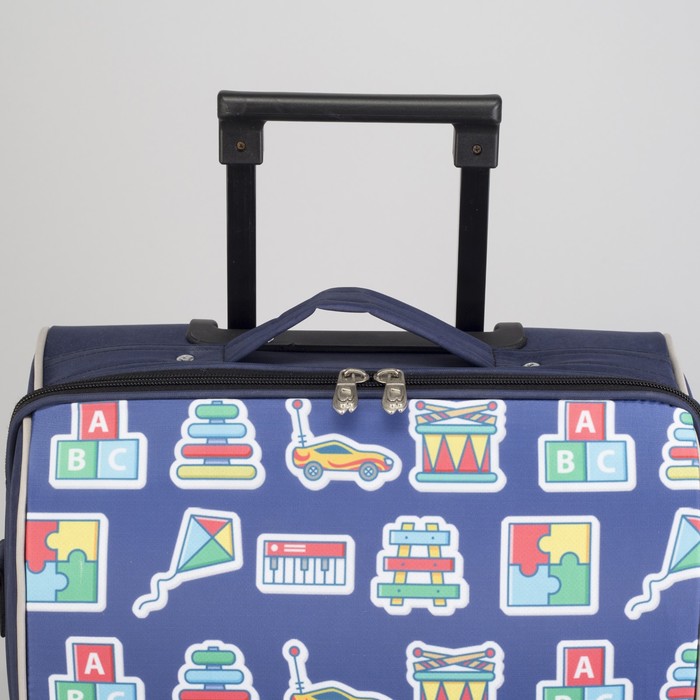 Чемодан "Детские игрушки", отдел на молнии, наружный карман, 2 колеса, цвет синий