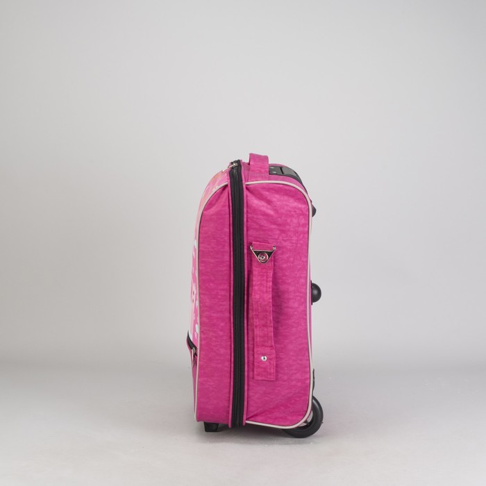 Чемодан "Замок", отдел на молнии, наружный карман, 2 колеса, розовый