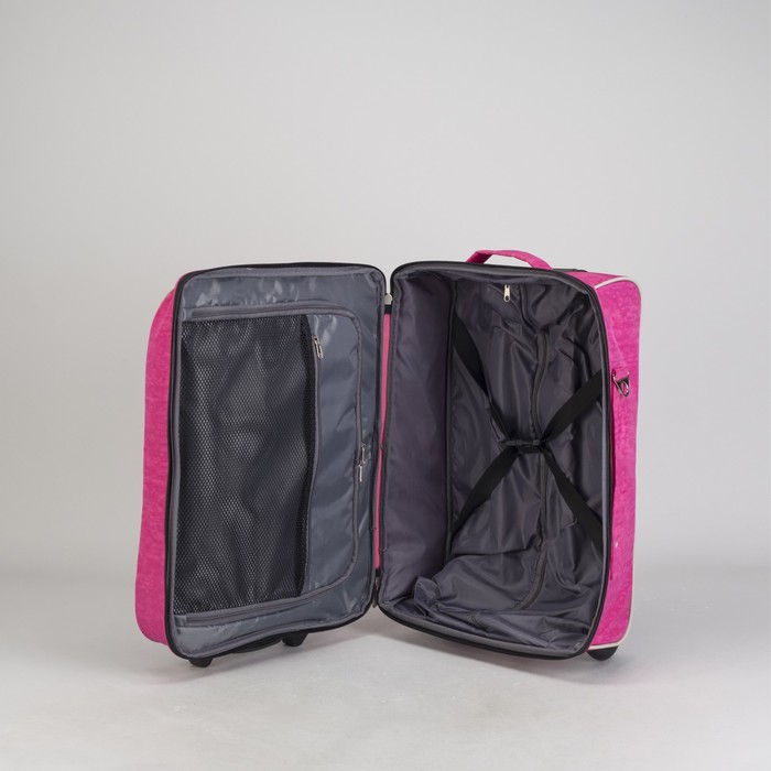 Чемодан "Замок", отдел на молнии, наружный карман, 2 колеса, розовый