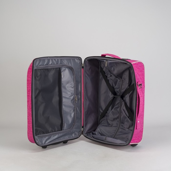Чемодан "Зверушки", отдел на молнии, наружный карман, 2 колеса, цвет розовый