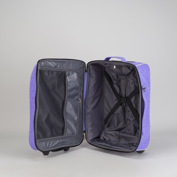 Чемодан "Принцесса у замка", отдел на молнии, наружный карман, 2 колеса, цвет сиреневый