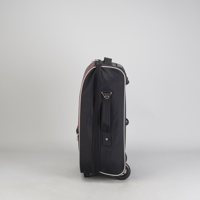 Чемодан малый "Клетка", 20", отдел на молнии, наружный карман, 2 колеса, цвет красный/чёрный