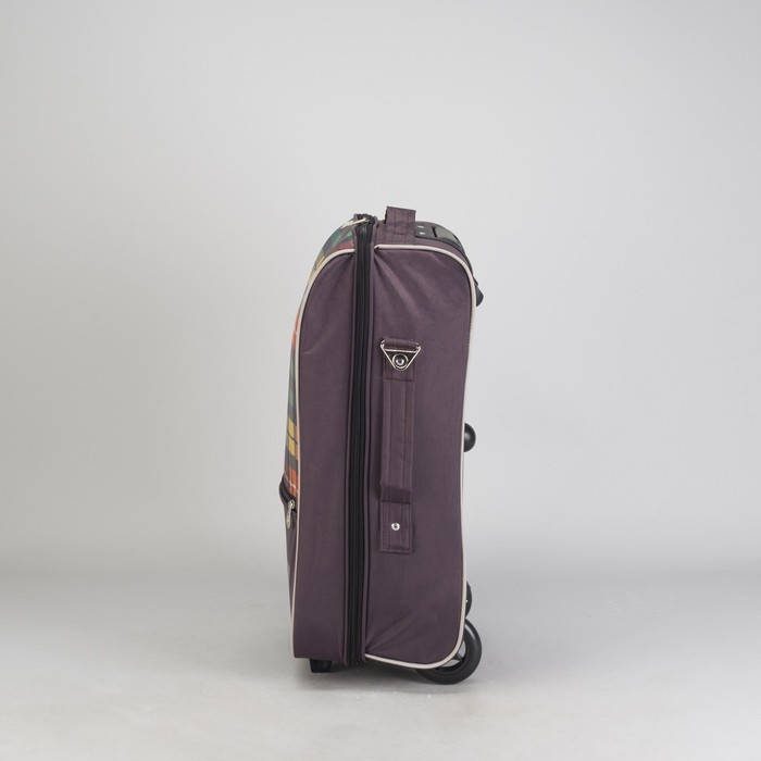 Чемодан малый "Клетка", 20", отдел на молнии, наружный карман, 2 колеса, цвет коричневый