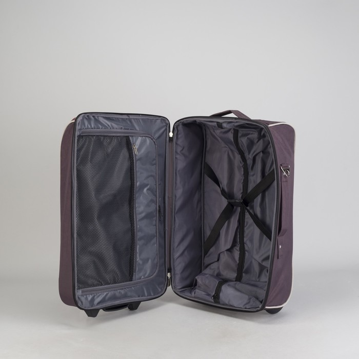 Чемодан малый "Клетка", 20", отдел на молнии, наружный карман, 2 колеса, цвет коричневый