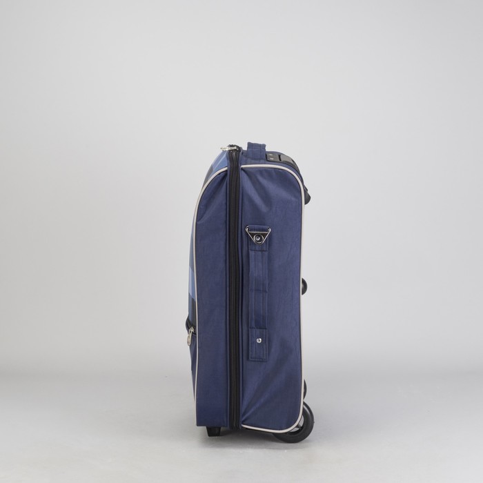 Чемодан малый "Клетка", 20", отдел на молнии, наружный карман, 2 колеса, цвет синий