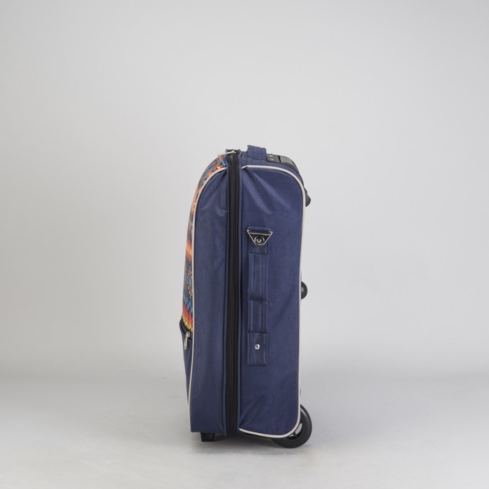 Чемодан малый "Узоры", 20", отдел на молнии, наружный карман, 2 колеса, цвет синий