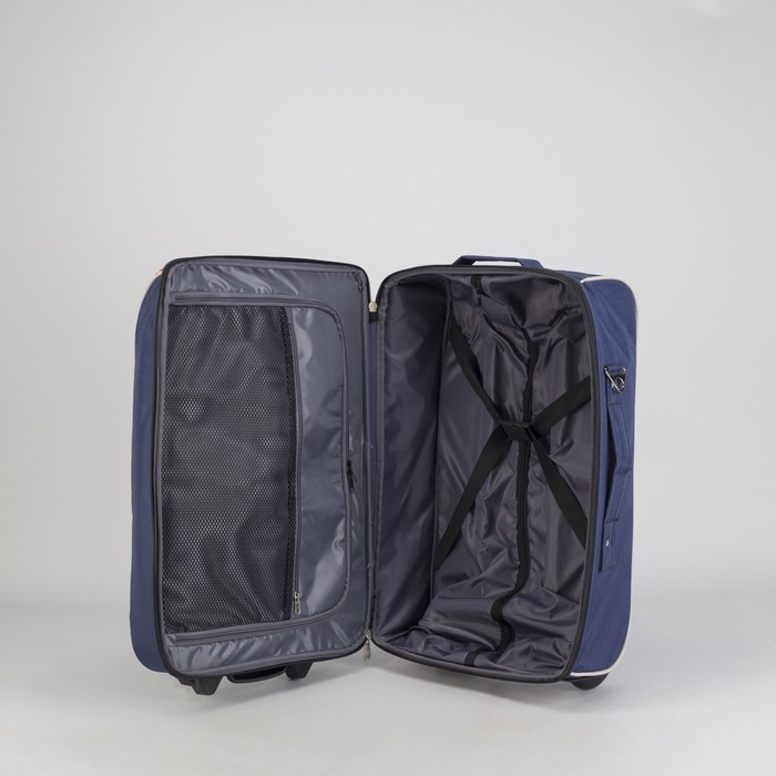 Чемодан малый "Узоры", 20", отдел на молнии, наружный карман, 2 колеса, цвет синий