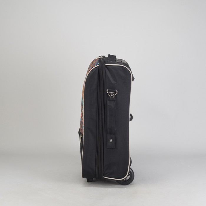 Чемодан малый "Узоры", 20", отдел на молнии, наружный карман, 2 колеса, цвет чёрный