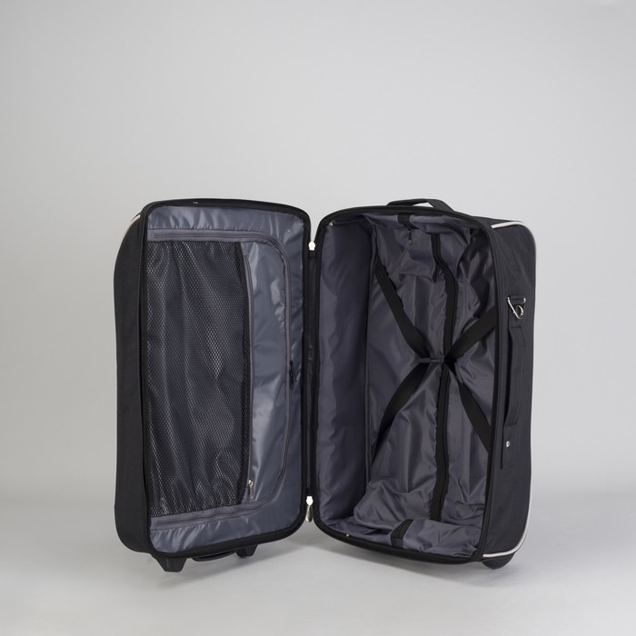 Чемодан малый "Узоры", 20", отдел на молнии, наружный карман, 2 колеса, цвет чёрный