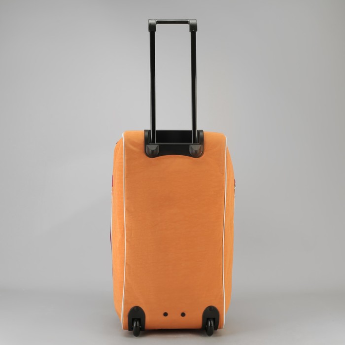 Сумка дорожная на колёсах, отдел на молнии, с расширением, 2 наружных кармана, цвет оранжевый