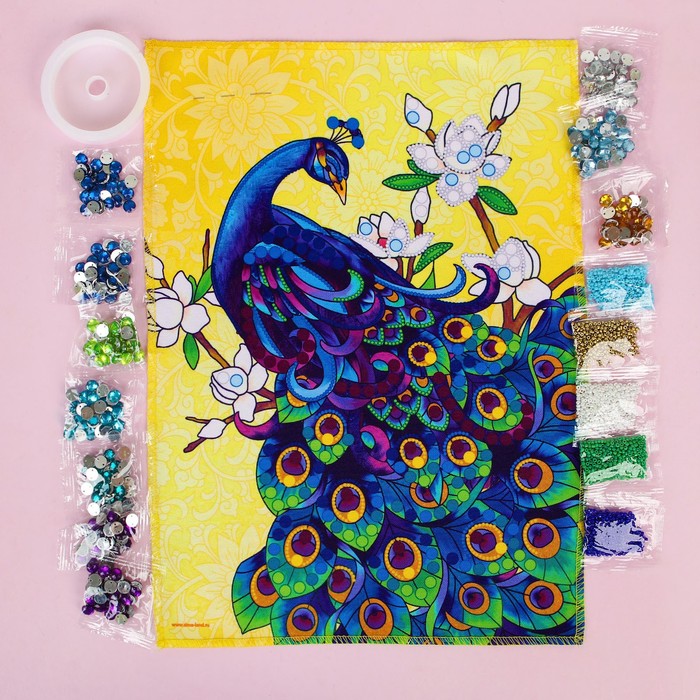 Вышивка стразами и бисером "Павлин", 35*25 см