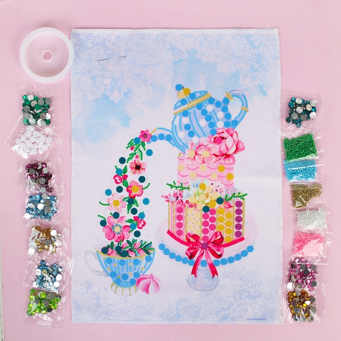 Вышивка стразами и бисером "Чаепитие", 35*25 см