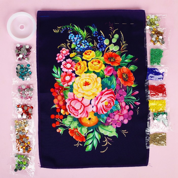 Вышивка стразами и бисером "Жостово", 35*25 см