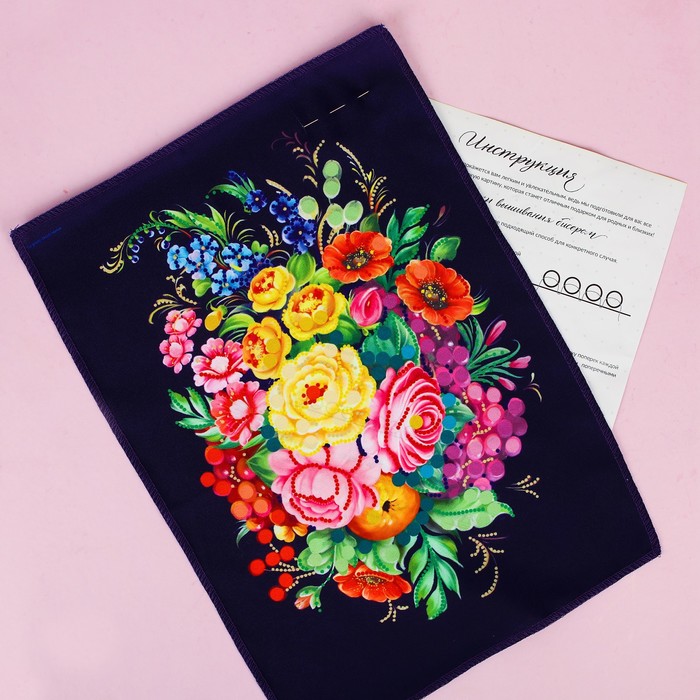 Вышивка стразами и бисером "Жостово", 35*25 см