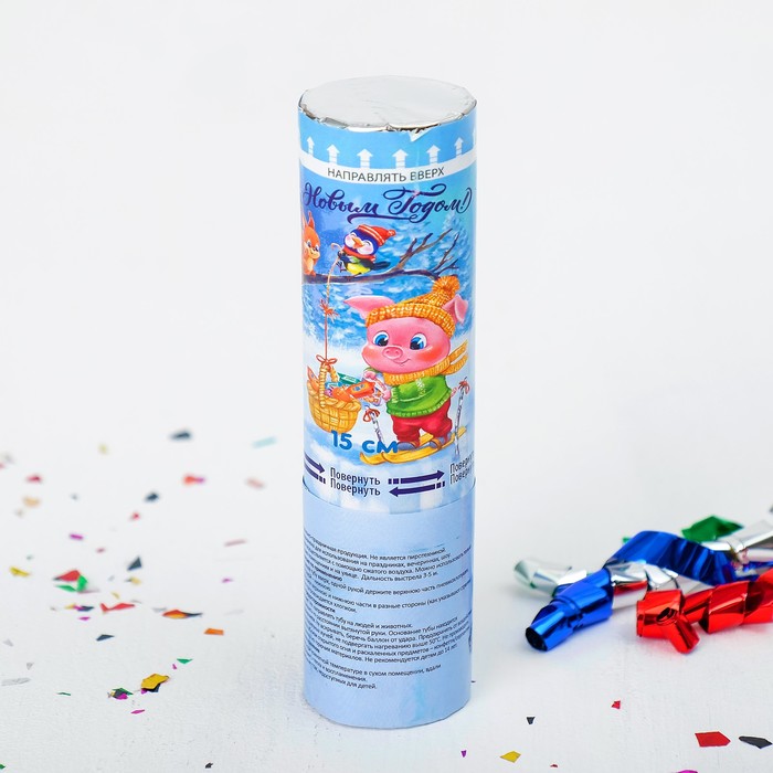 Хлопушка пневматическая "С Новым Годом"хрюня (фольга-серпантин) 15 см