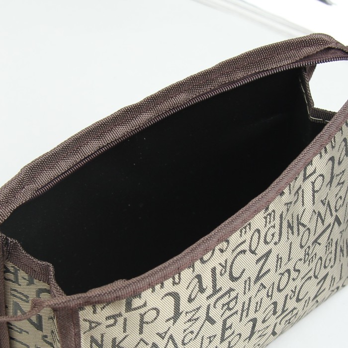 Косметичка "Буквы", отдел на молнии, цвет коричневый