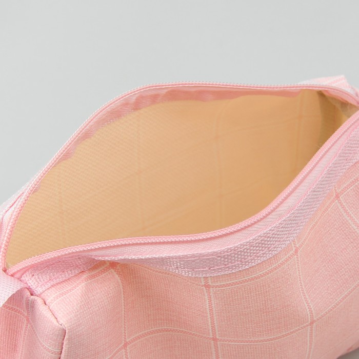 Косметичка дорожная "Квадраты", отдел на молнии, с ручкой, цвет розовый