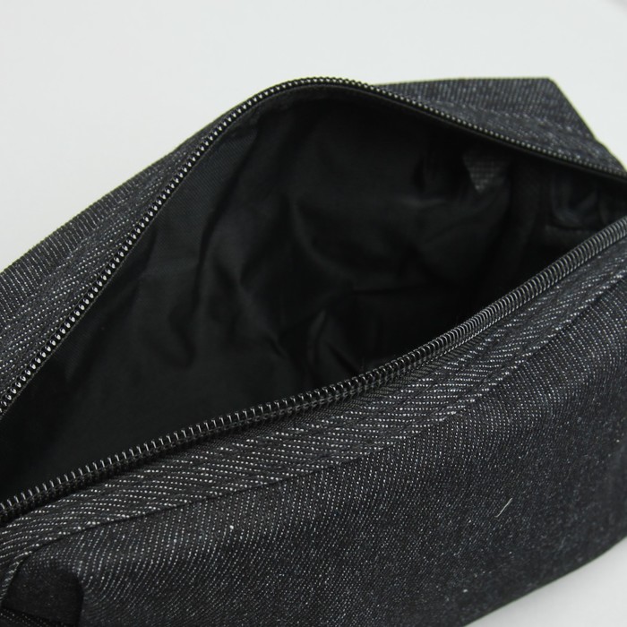 Косметичка дорожная "Джинс", отдел на молнии, ручка, цвет чёрный