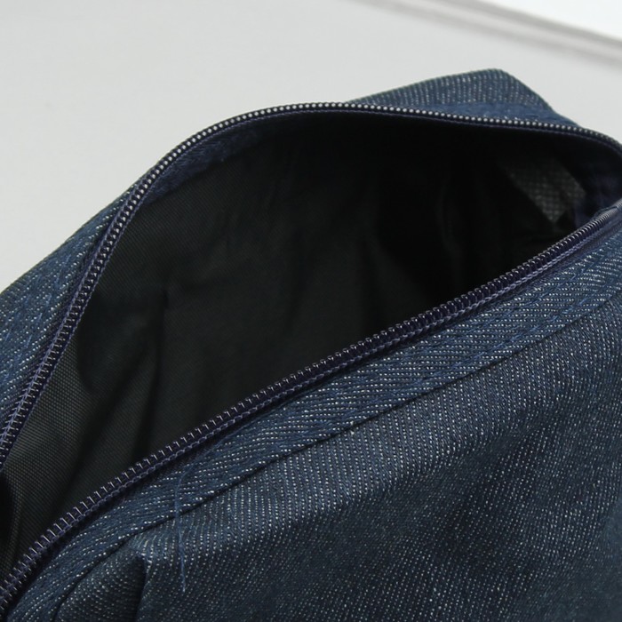 Косметичка дорожная "Джинс", отдел на молнии, ручка, цвет синий