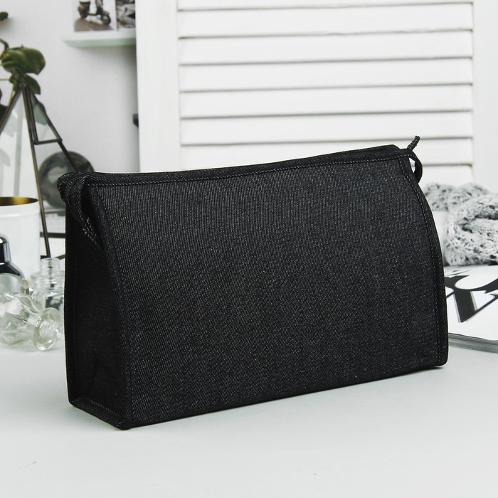 Косметичка "Джинс", отдел на молнии, цвет чёрный