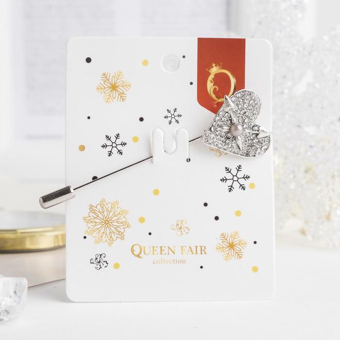 Булавка "Сердце" со стрелами, 7см, цвет фиолетовый в серебре