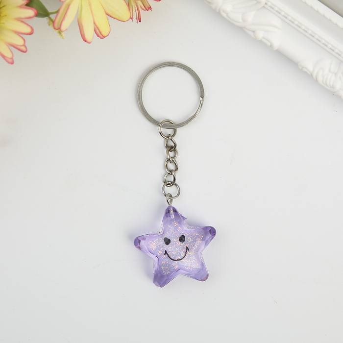 Брелок пластик "Звёздочка с блёстками" МИКС 3,5х3,8х1 см