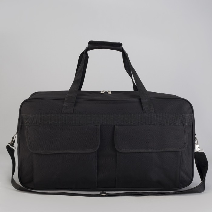 Сумка дорожная "Классика", отдел на молнии, 2 наружных кармана, длинный ремень, цвет чёрный