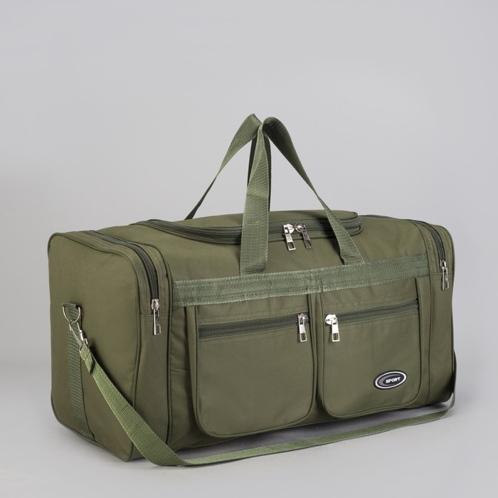 Сумка спортивная "Классика", отдел на молнии, наружный карман, длинный ремень, цвет хаки