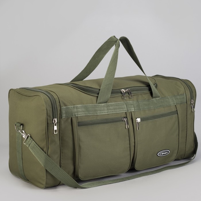 Сумка спортивная "Классика", отдел на молнии, наружный карман, длинный ремень, цвет хаки