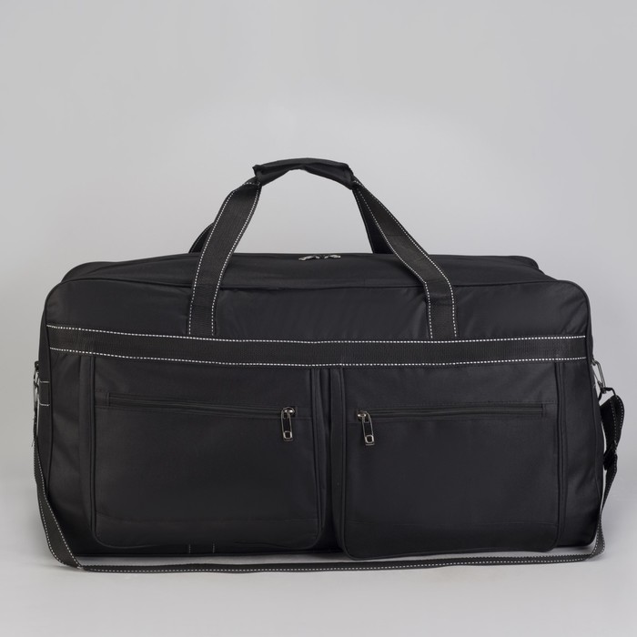 Сумка дорожная, отдел на молнии, 2 наружных кармана, длинный ремень, цвет чёрный