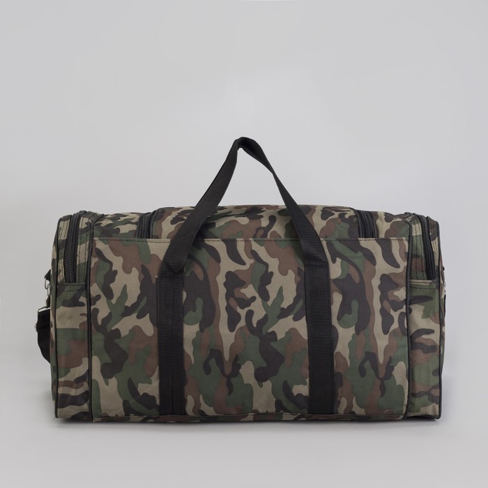 Сумка спортивная "Камуфляж", отдел на молнии, 4 наружных кармана, длинный ремень, принт милитари