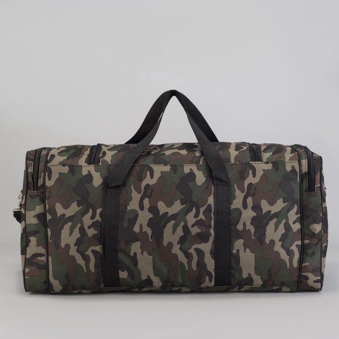 Сумка спортивная "Камуфляж", отдел на молнии, 4 наружных кармана, длинный ремень, принт милитари