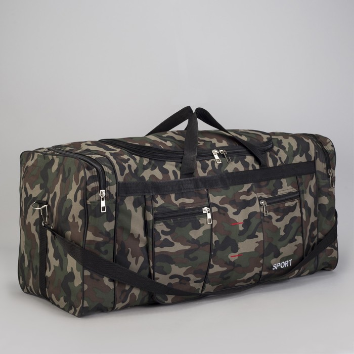 Сумка спортивная "Камуфляж", отдел на молнии, 4 наружных кармана, длинный ремень, принт милитари