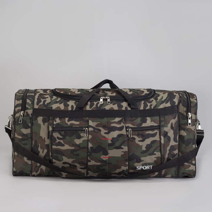 Сумка спортивная "Камуфляж", отдел на молнии, 4 наружных кармана, длинный ремень, принт милитари