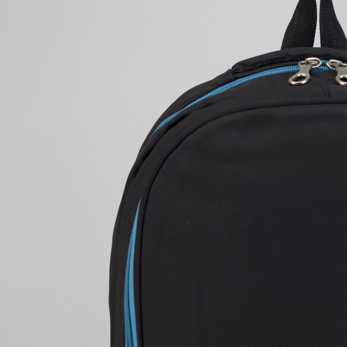 Рюкзак туристический, 2 отдела на молниях, наружный карман, 2 боковые сетки, усиленная спинка, цвет чёрный/синий