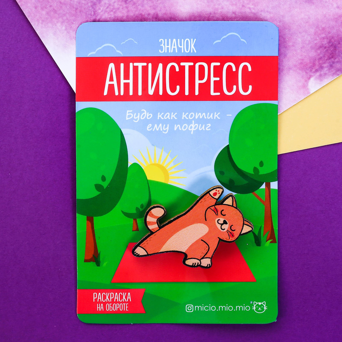 Значок антистресс с раскраской "Котик"