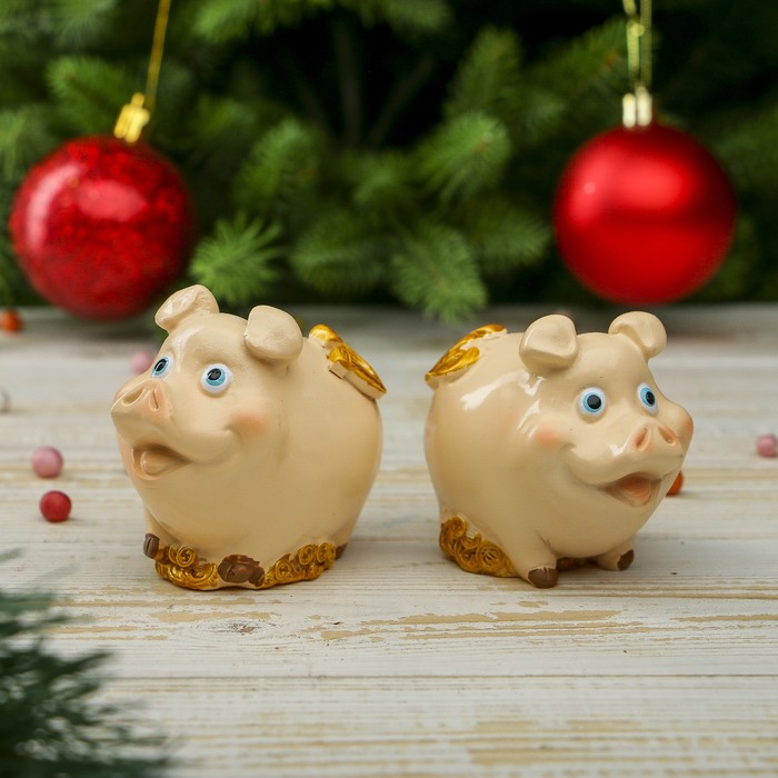 Сувенир полистоун "Денежная хрюша" МИКС 6,3х7,8х4,5 см