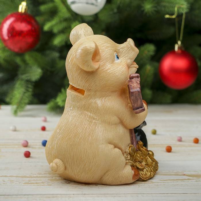 Копилка полистоун "Поросёнок с указателем - Добро пожаловать" МИКС 15х10,5х11,5 см