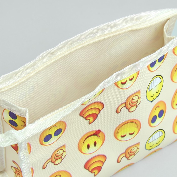 Косметичка "Смайлик", отдел на молнии, цвет бежевый