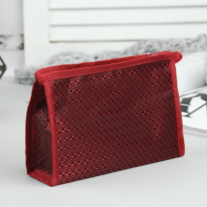 Косметичка "Ромбы", отдел на молнии, цвет бордовый